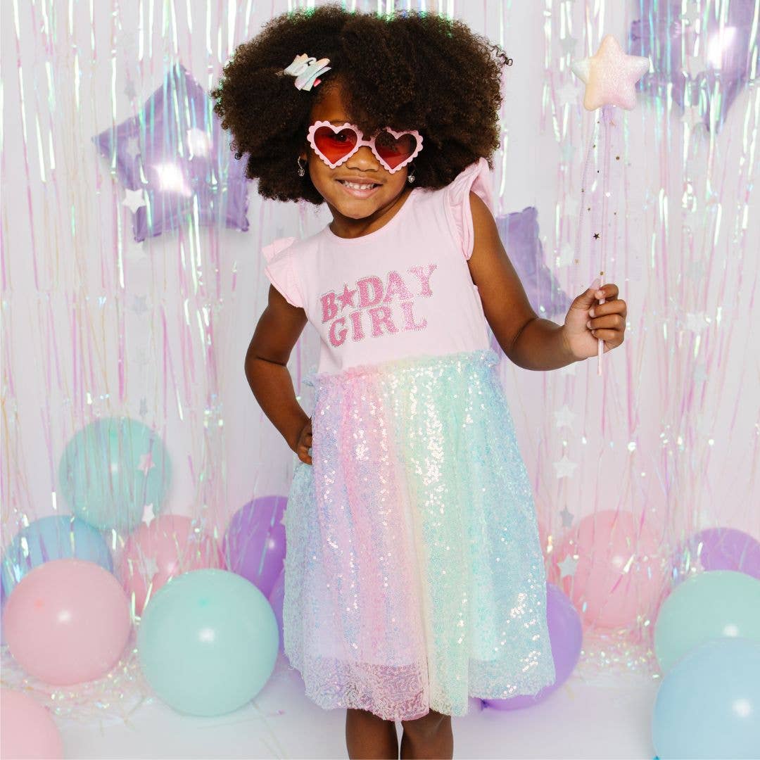 Birthday Rainbow Ombre Sequin Tutu Dress