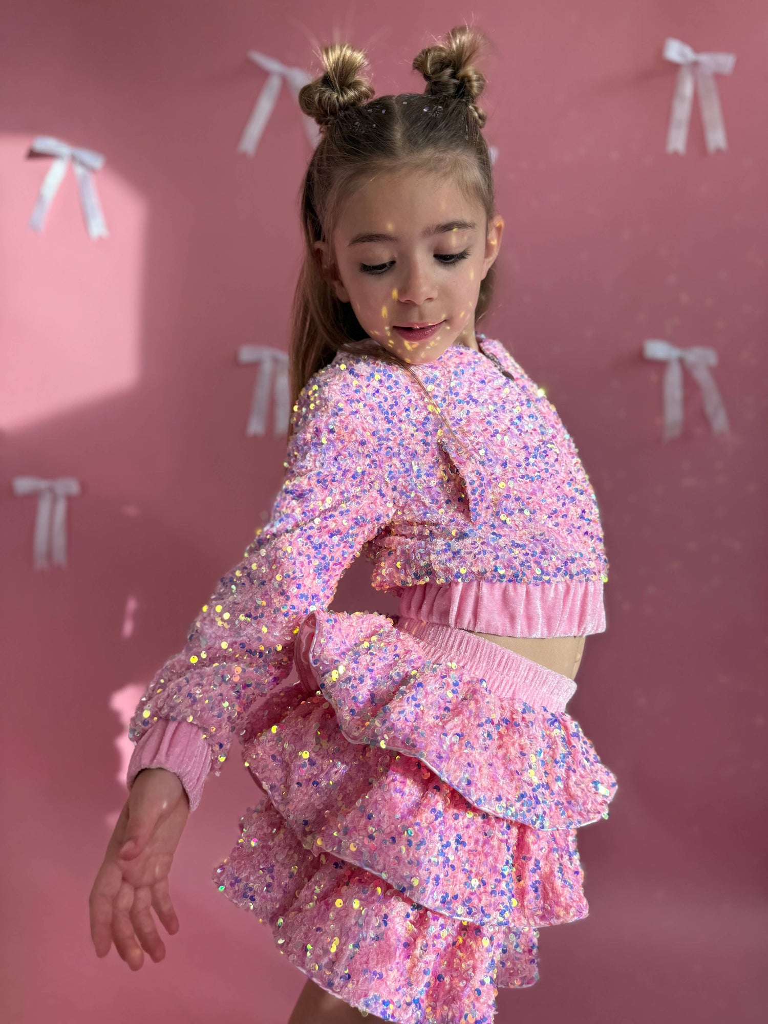 Pink Sequin Two Piece Set