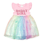 Birthday Rainbow Ombre Sequin Tutu Dress