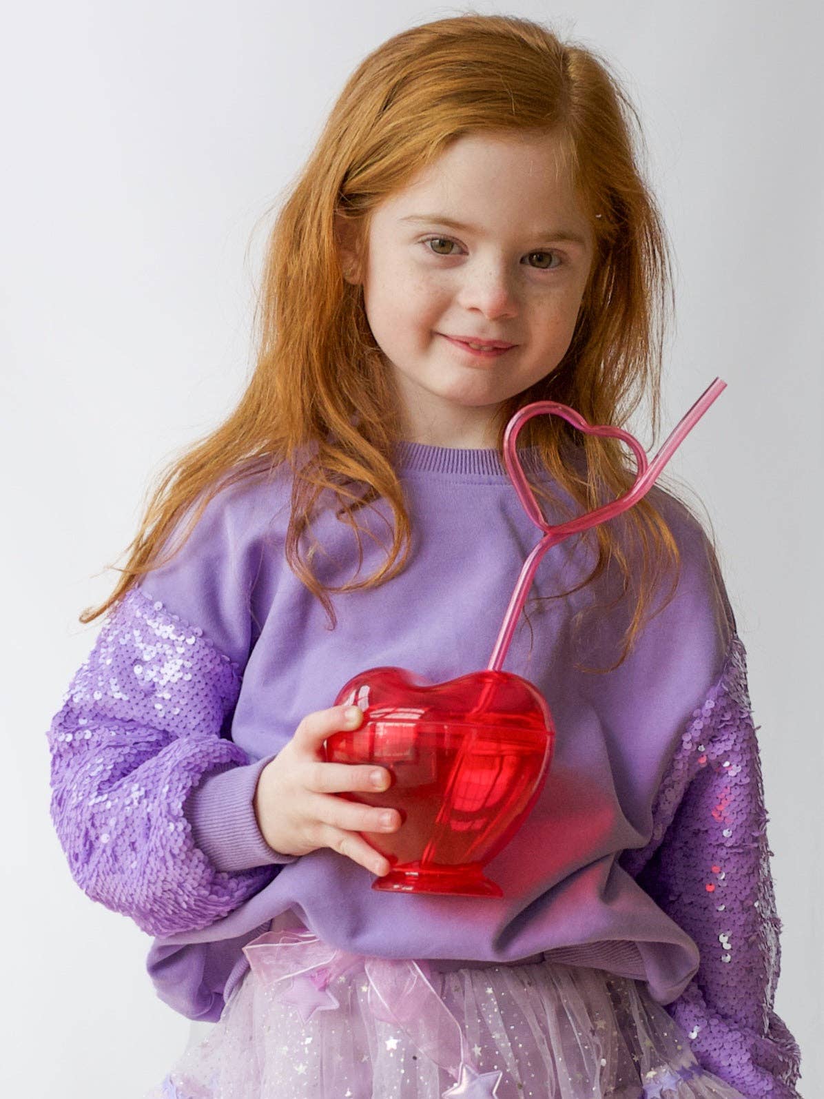 Purple sequins sleeve sweatshirt