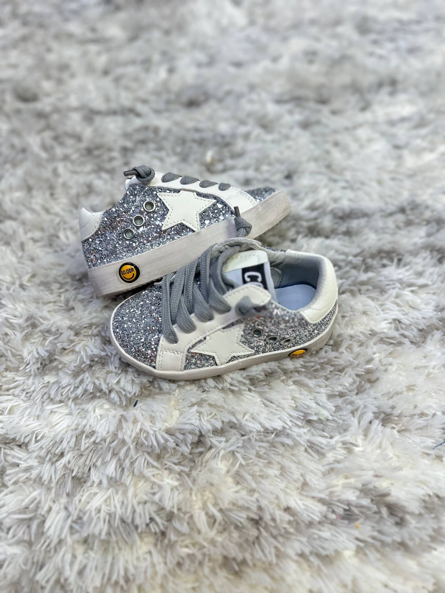 Silver Glitter White Star Sneakers