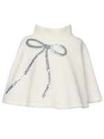 Sherpa Poncho W/ Sequin Bow Detail