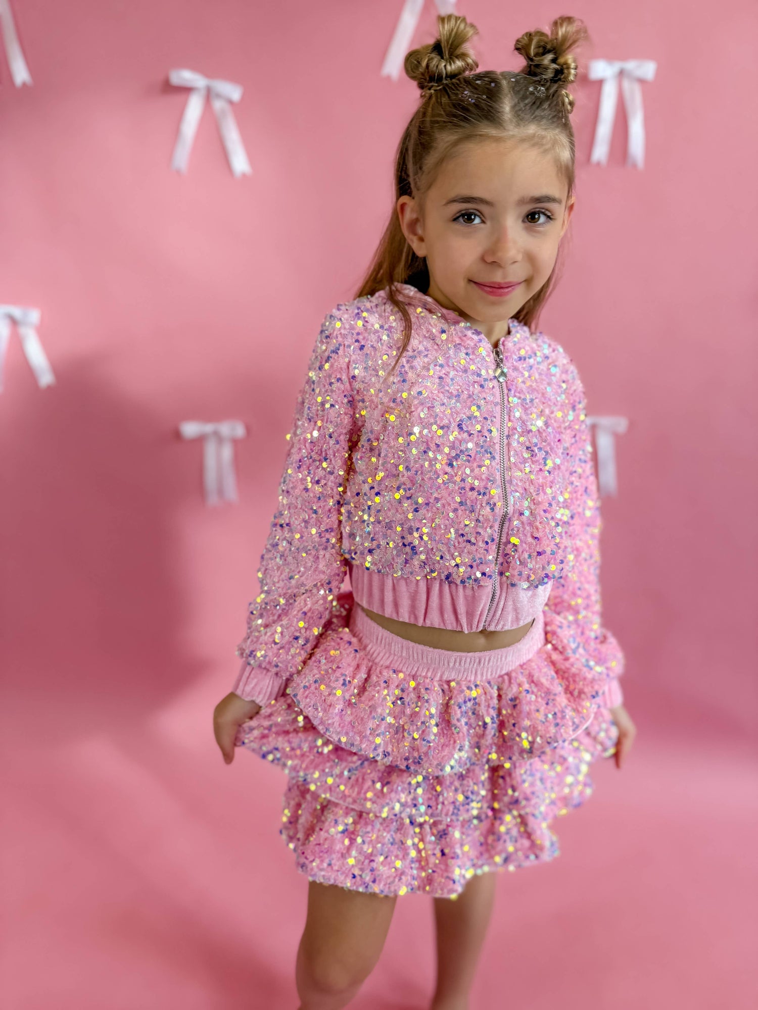 Pink Sequin Two Piece Set