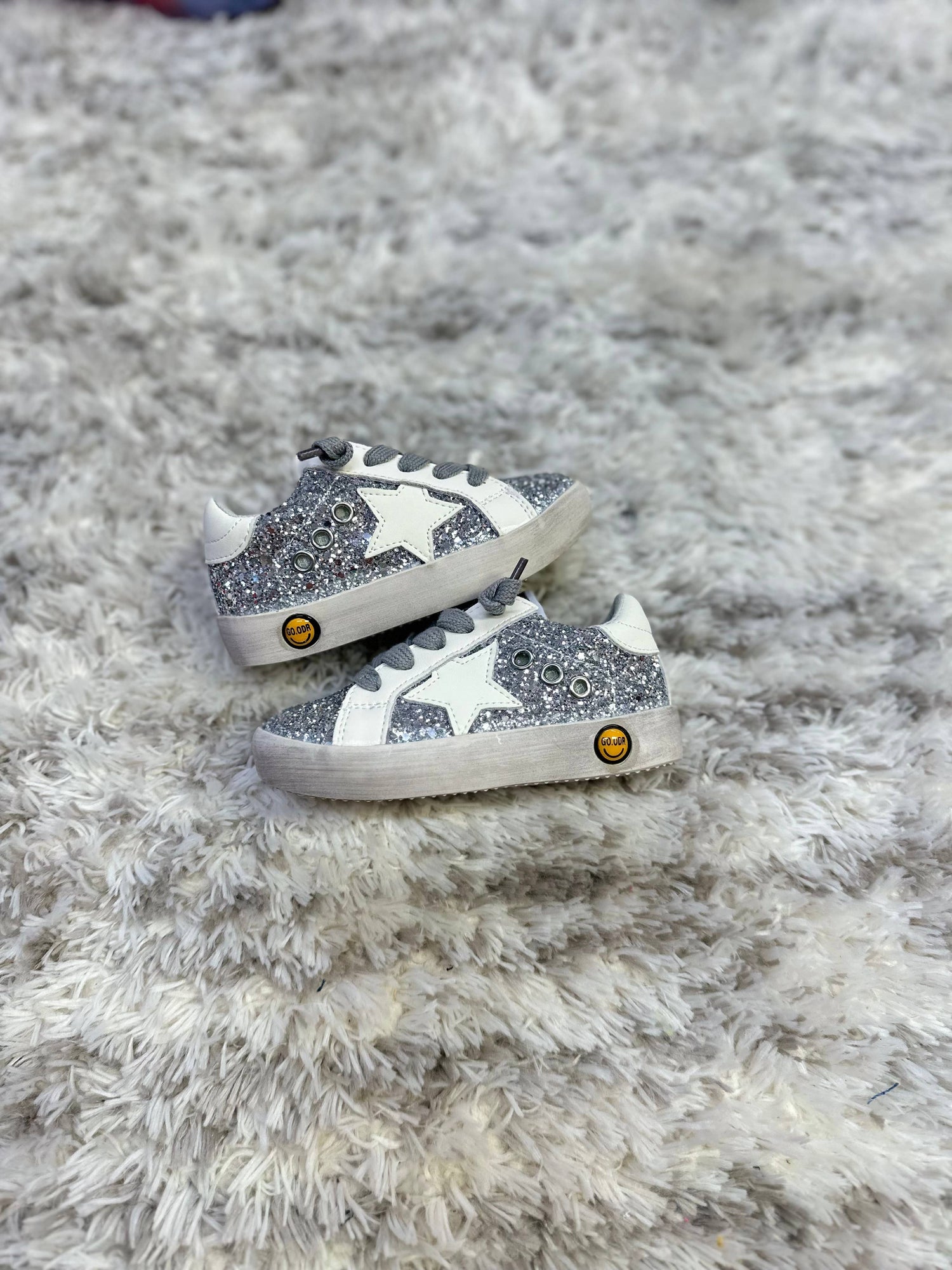 Silver Glitter White Star Sneakers