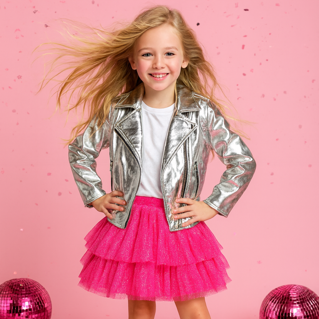 Silver Faux Leather Heart Jacket