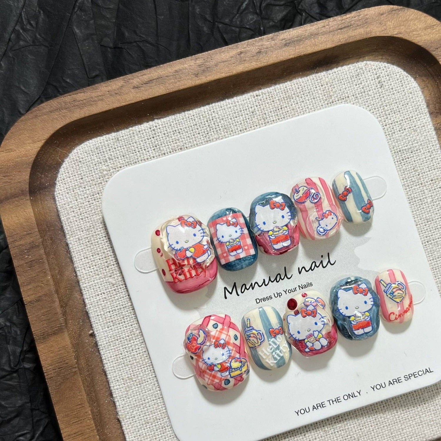 Handmade cute kitty girl short Press On Nails