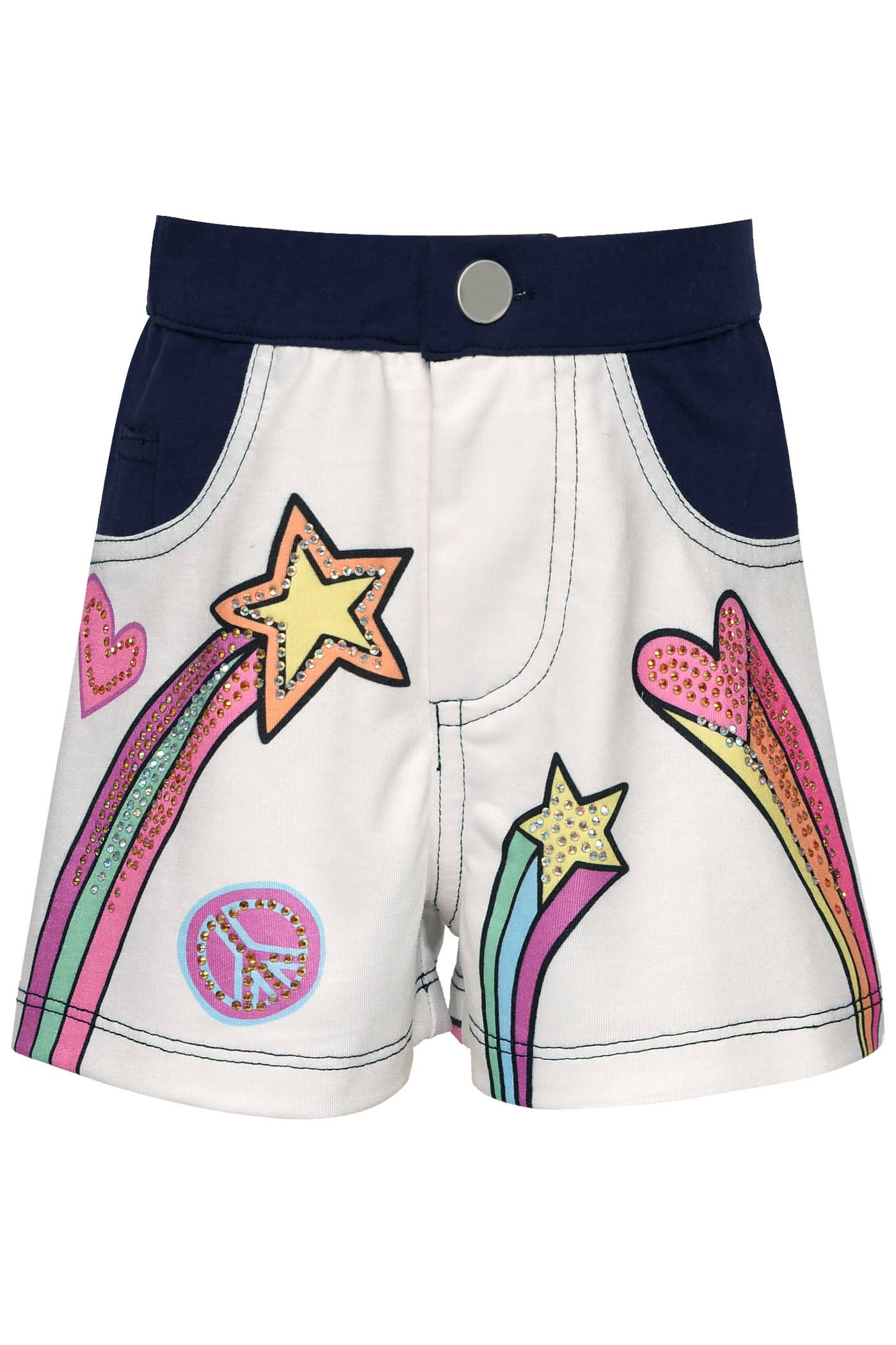 2-TONE SHOOTING STAR AND HEART PRINT SHORTS