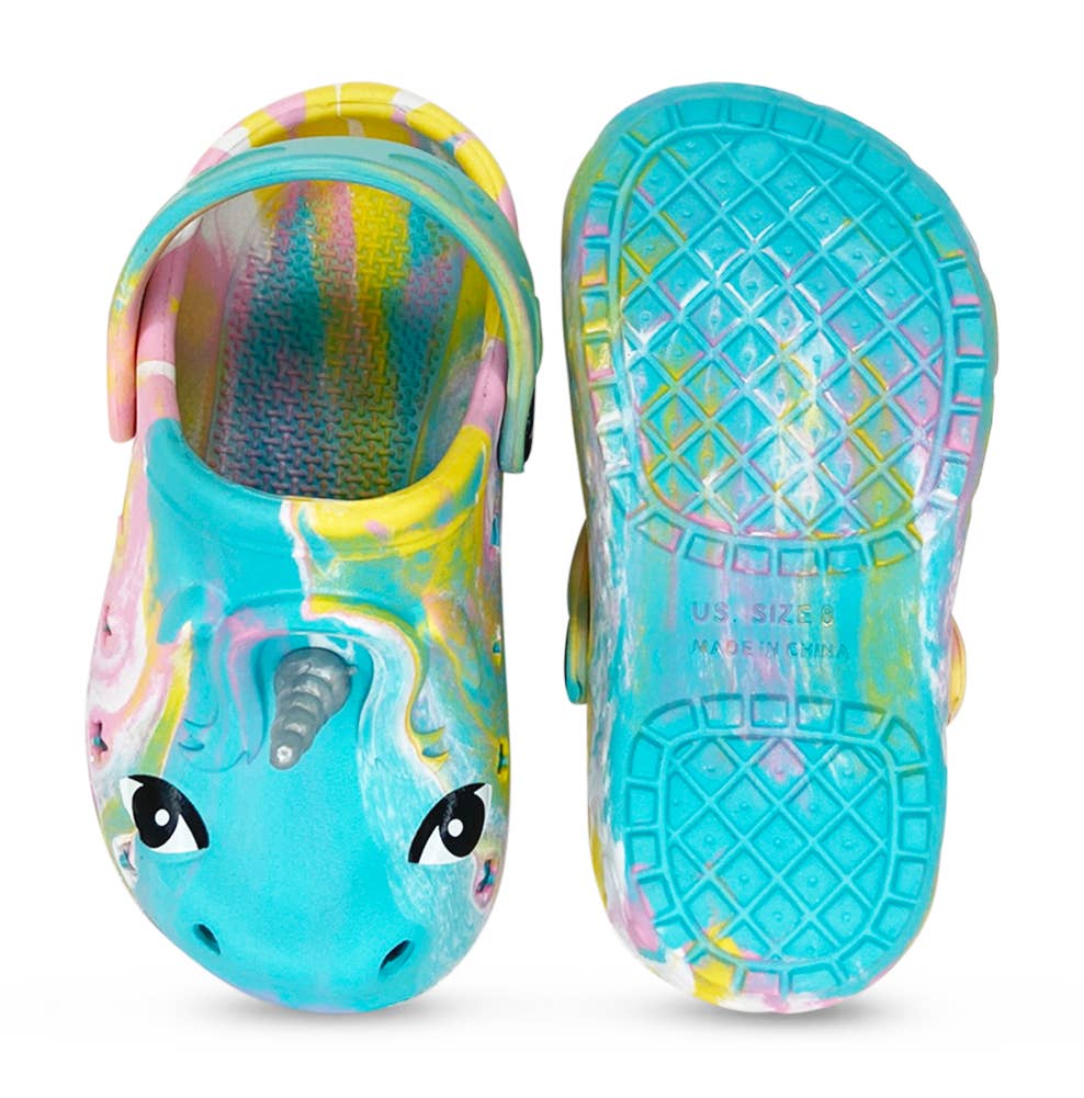 Toddler Girl Unicorn Clog Tie Dye Blue Green