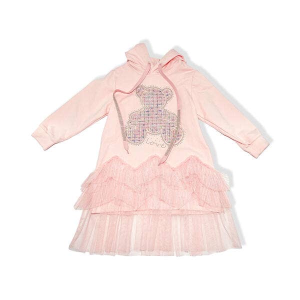 Teddy Tweed Patch Hooded Dress