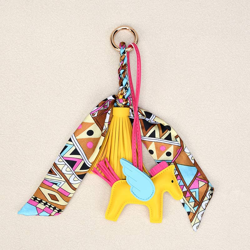 Angel Horse & Bow Scarf Tassel Bag Charm Keychain