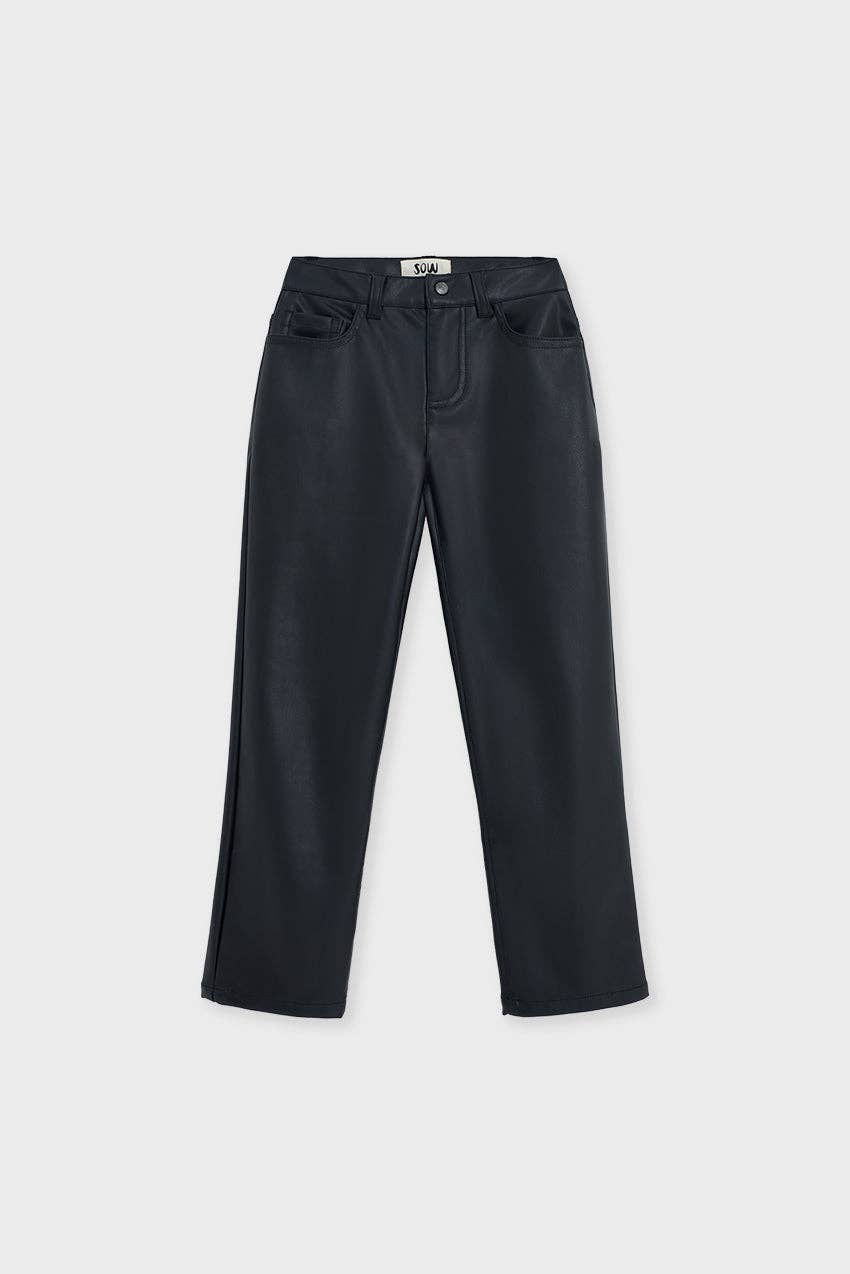 Faux Leather Straight Leg Pant