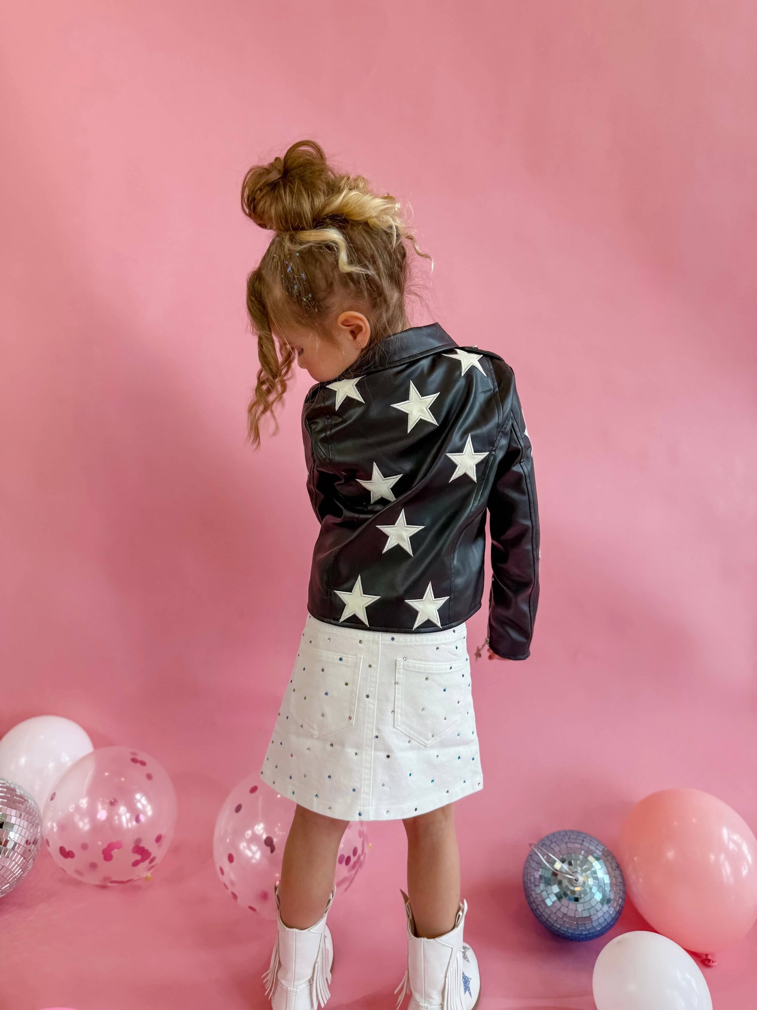 Black Vegan Leather Star Jacket