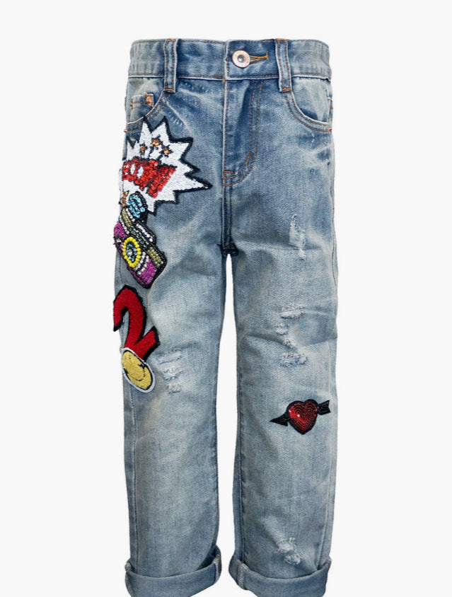 Comic Book Distressed Denim