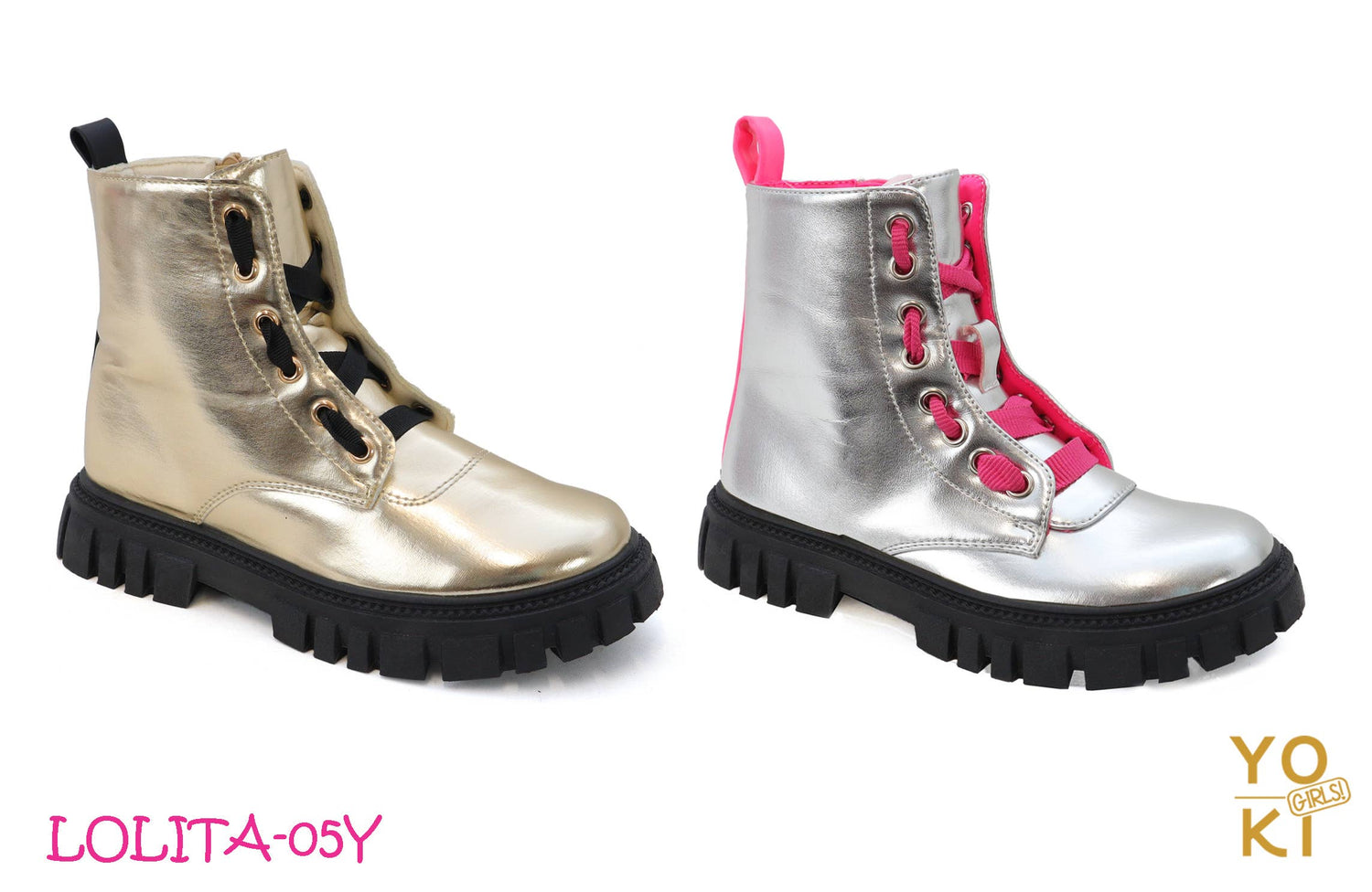 LOLITA Metallic Lace Up Combat Boot