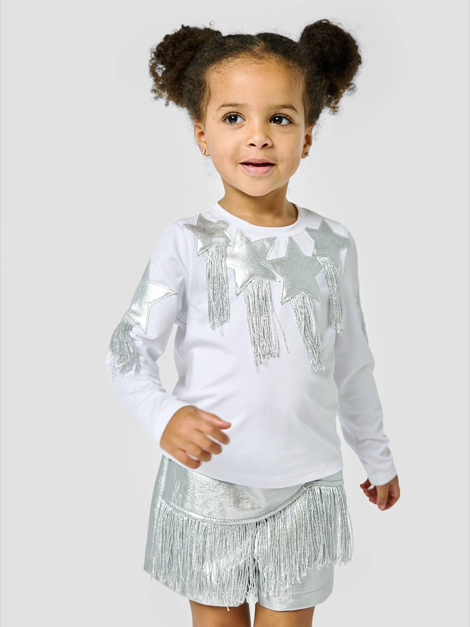 FAUX LEATHER METALLIC SKORT W/ FRINGE DETAIL