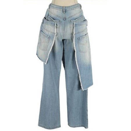 Wide Leg Destroyed Denim Pant