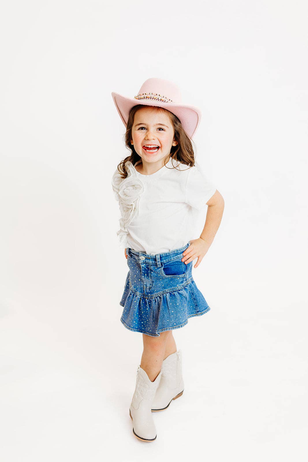 White Flower Ruffle Top