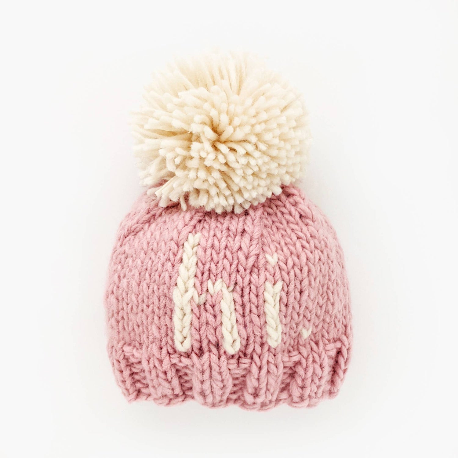 Hi. Rosy Hand Knit Beanie Hat