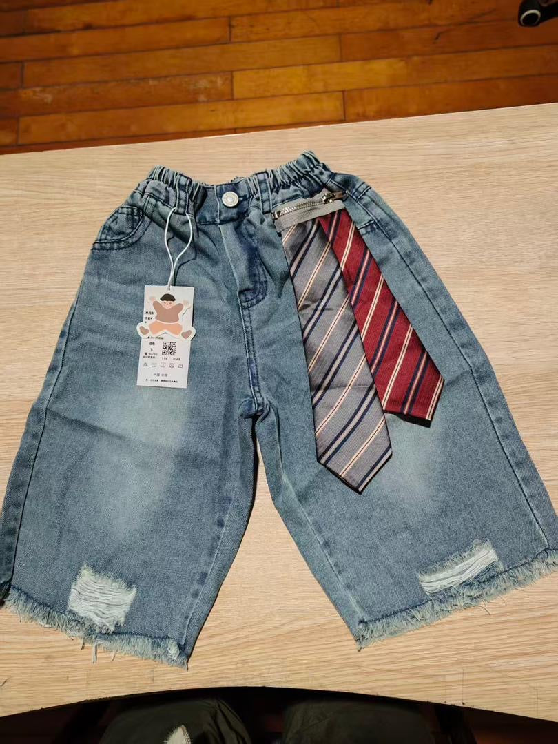 Tie Denim Shorts
