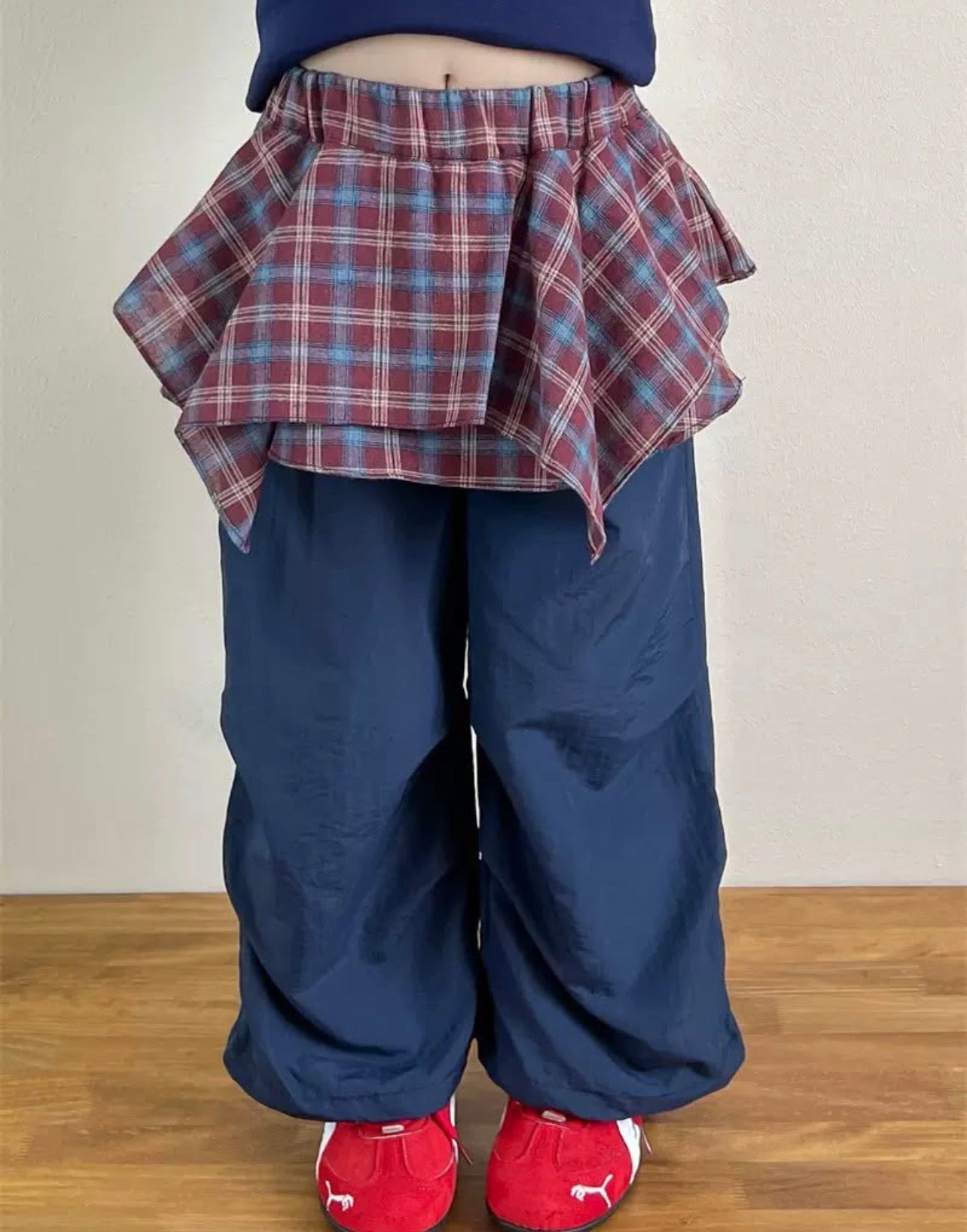 Burgundy Plaid Skant Windpant