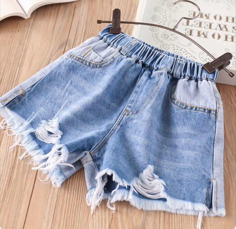 Distressed Denim Shorts