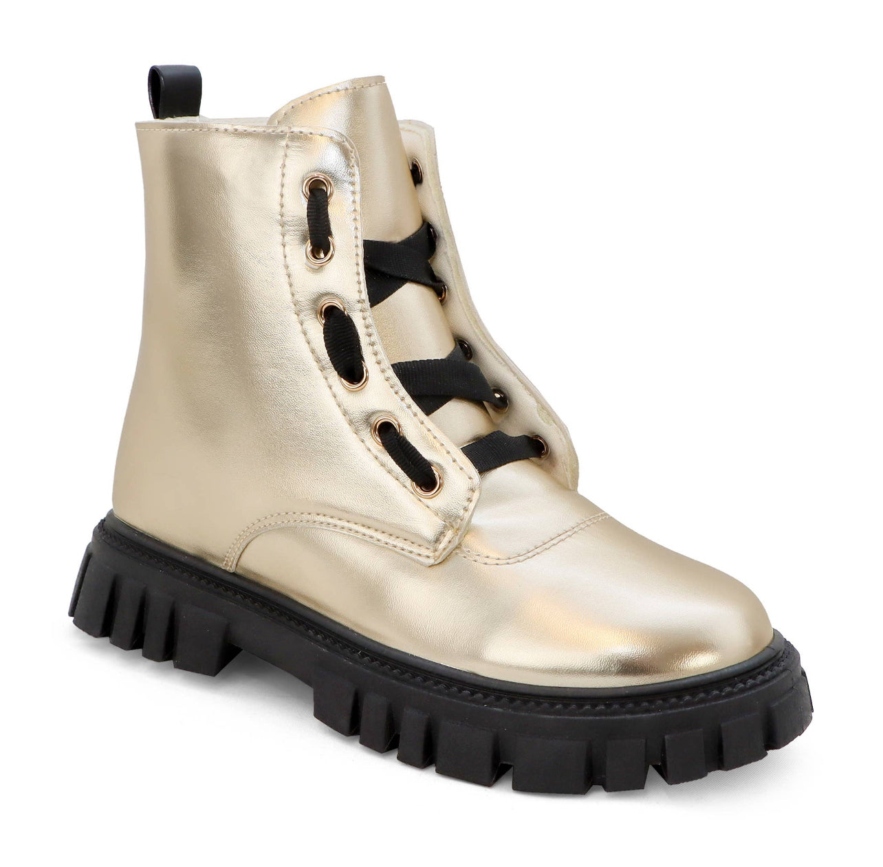 LOLITA Metallic Lace Up Combat Boot
