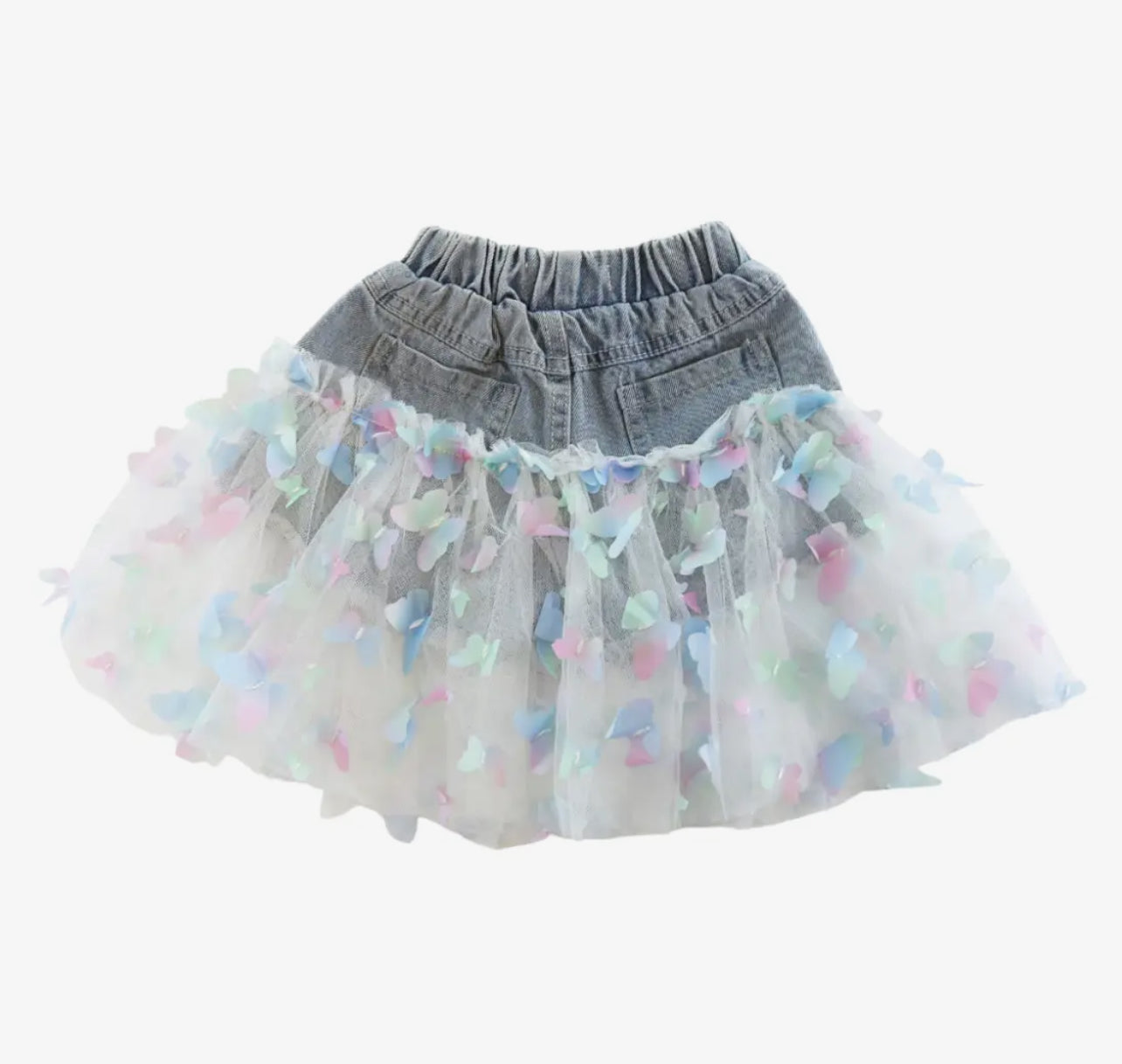 Butterfly Tulle Denim Shorts