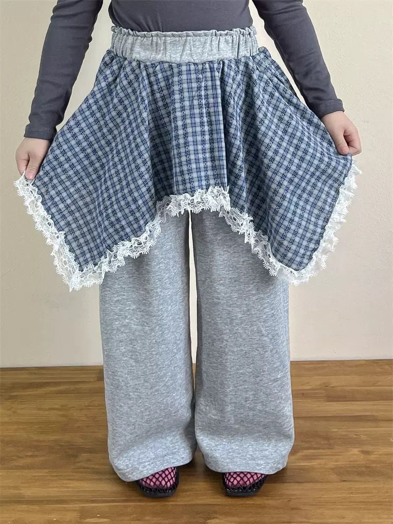 Plaid Lace Skant Jogger