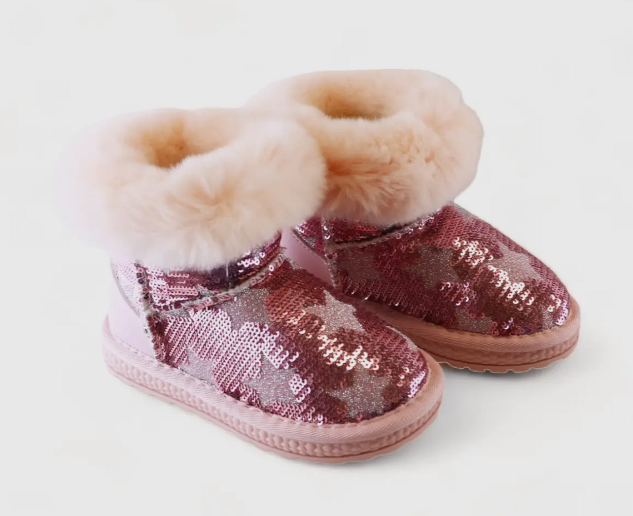 Star Sequin Furry Boots