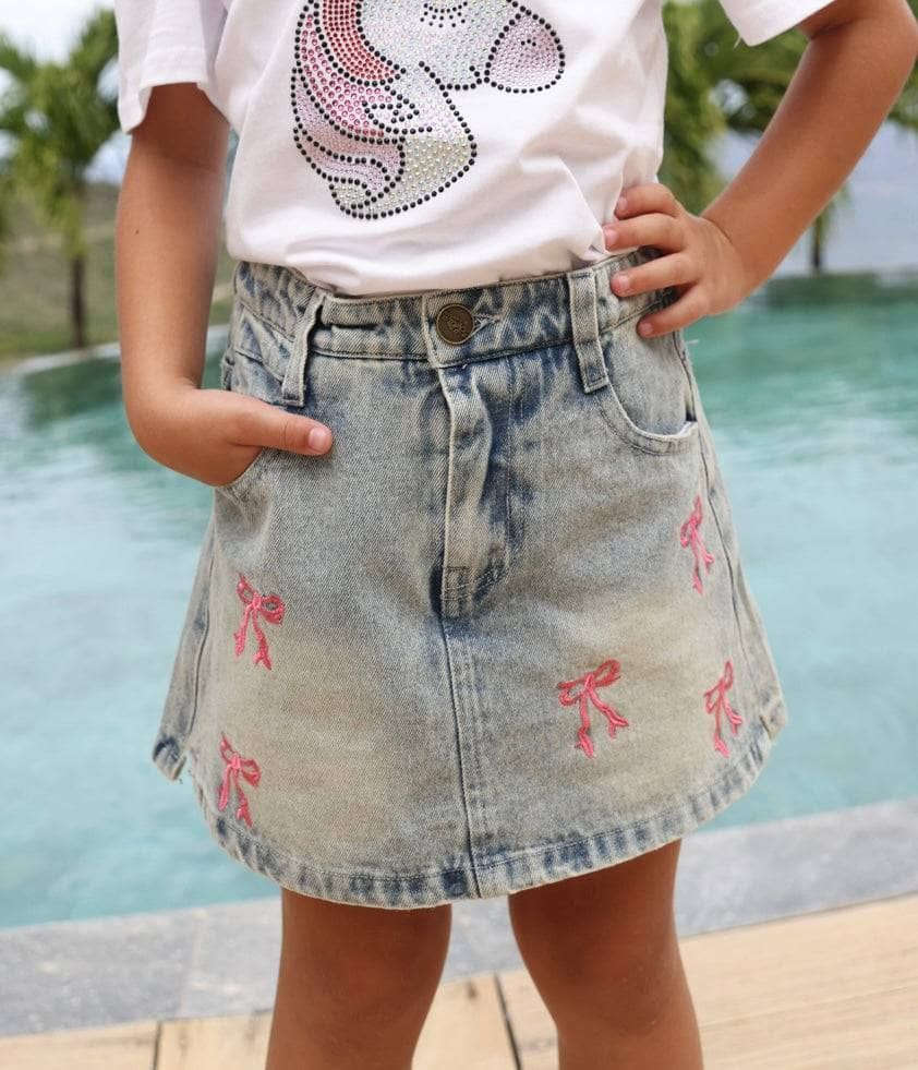 Cutie Bows Denim Skirt