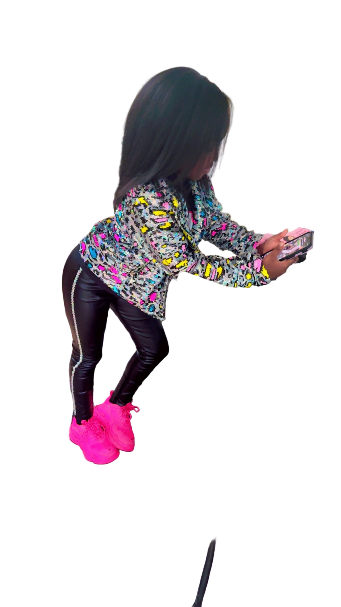 Vegan Patent Leather Pants โ Gem-Embellished