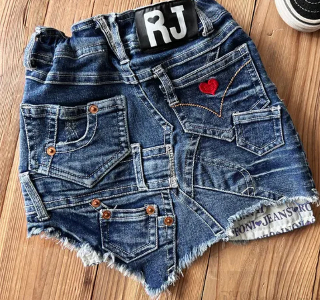 Roni Denim Mixed Media Skirt