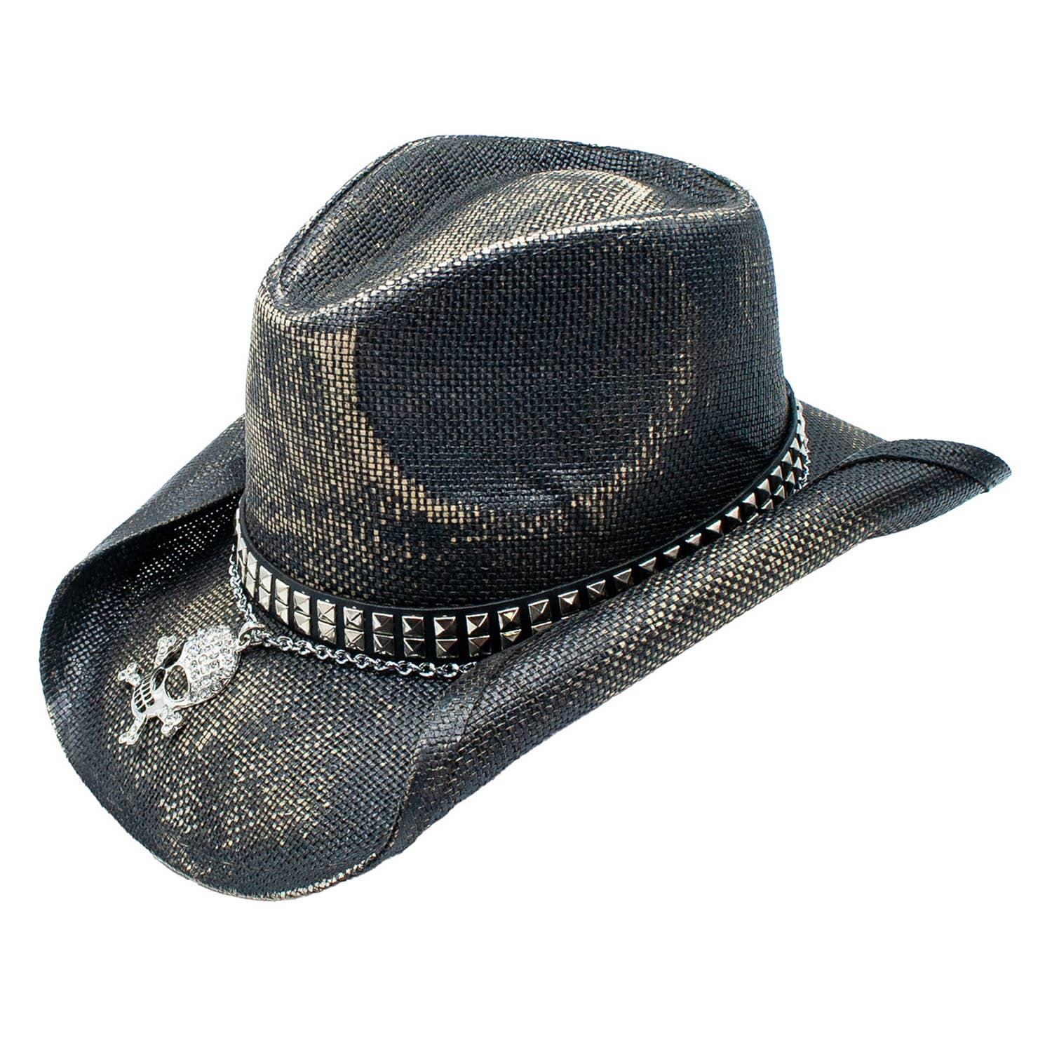 Catrin Straw Skull Studded Chain Drifter Cowboy Hat