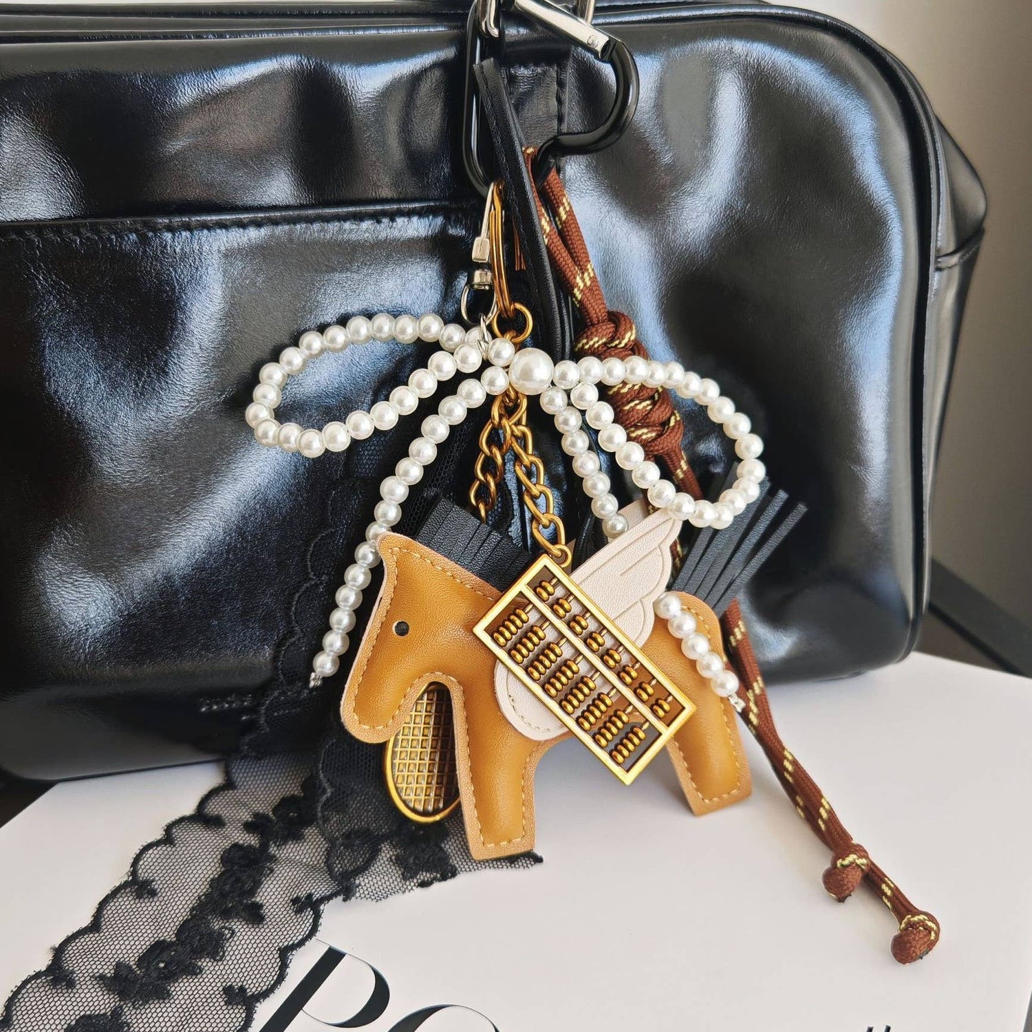Bow Angel Wings Pony Keychain