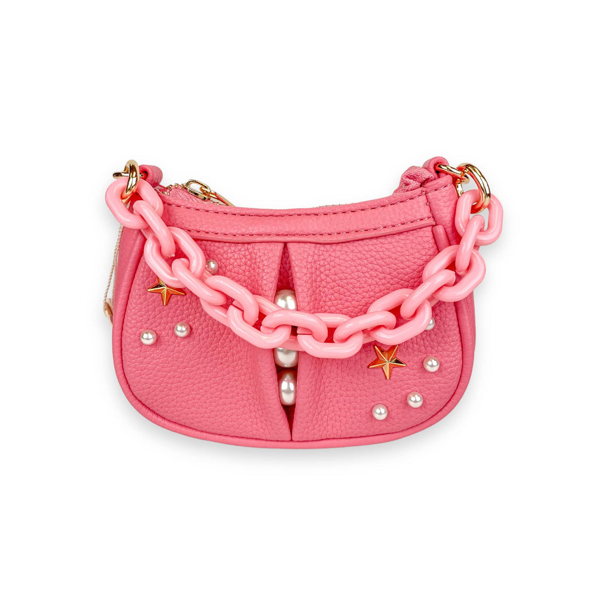Pearl Studs Mini Leather Shoulder Bag