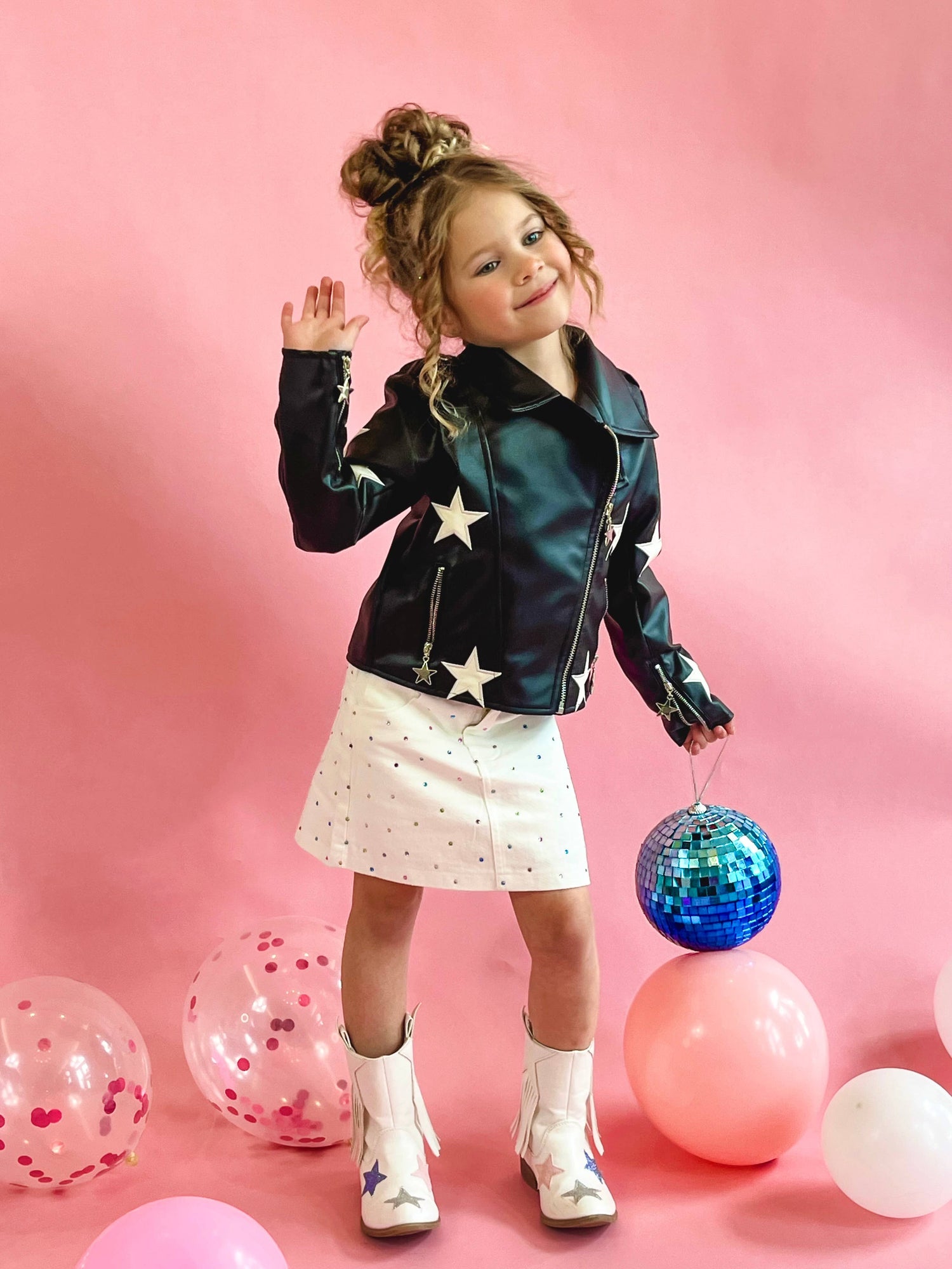 Black Vegan Leather Star Jacket