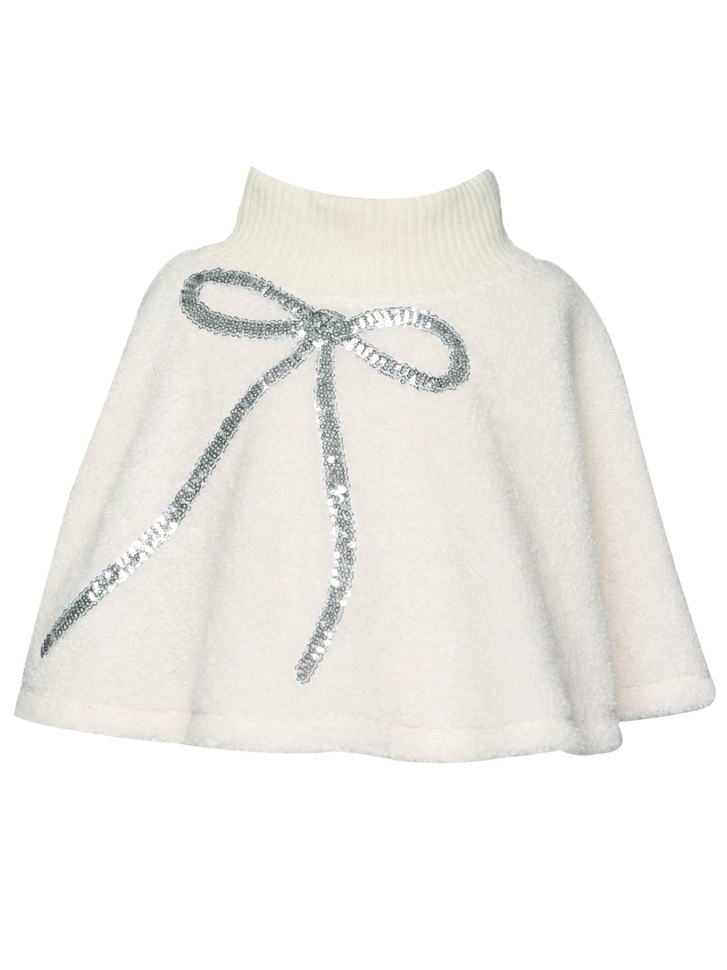 Sherpa Poncho W/ Sequin Bow Detail