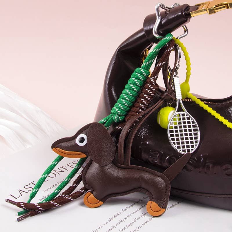 Dachshund rope bag charm keychain