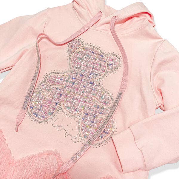 Teddy Tweed Patch Hooded Dress