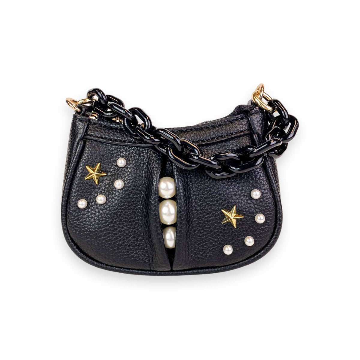 Pearl Studs Mini Leather Shoulder Bag