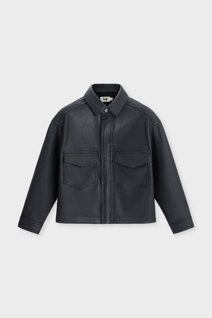 Faux Leather Cropped Shirt