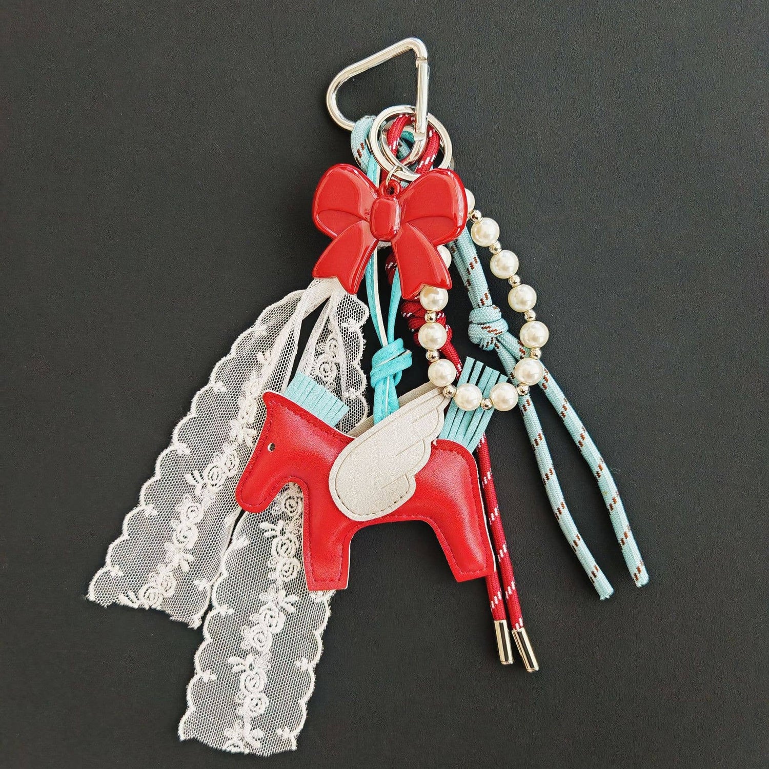 Bow Angel Wings Pony Keychain