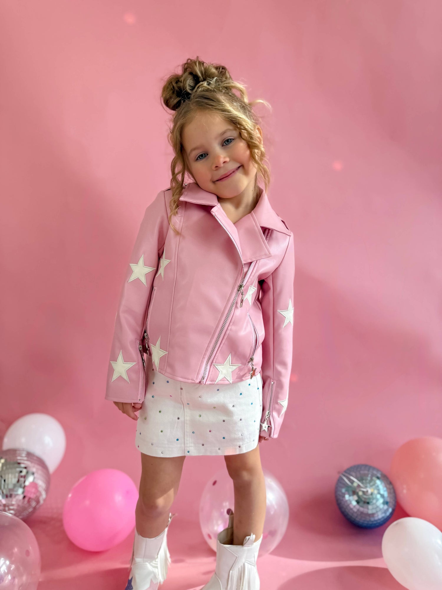 Pink Vegan Leather Star Jacket